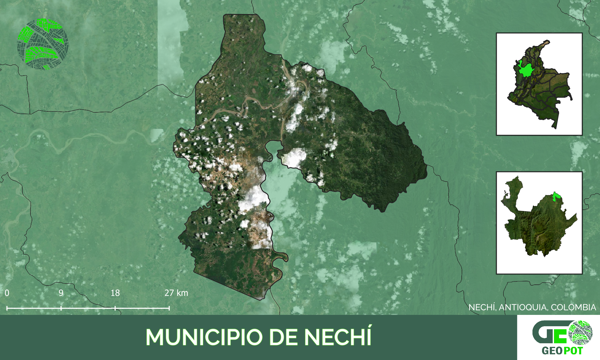 Mapa del municipio de Nechí, Antioquia