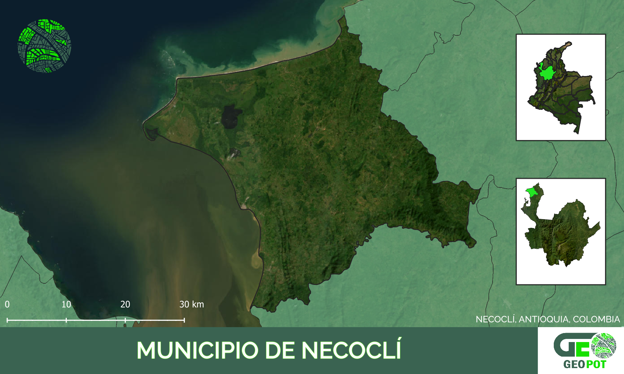 Mapa del municipio de Necoclí, Antioquia