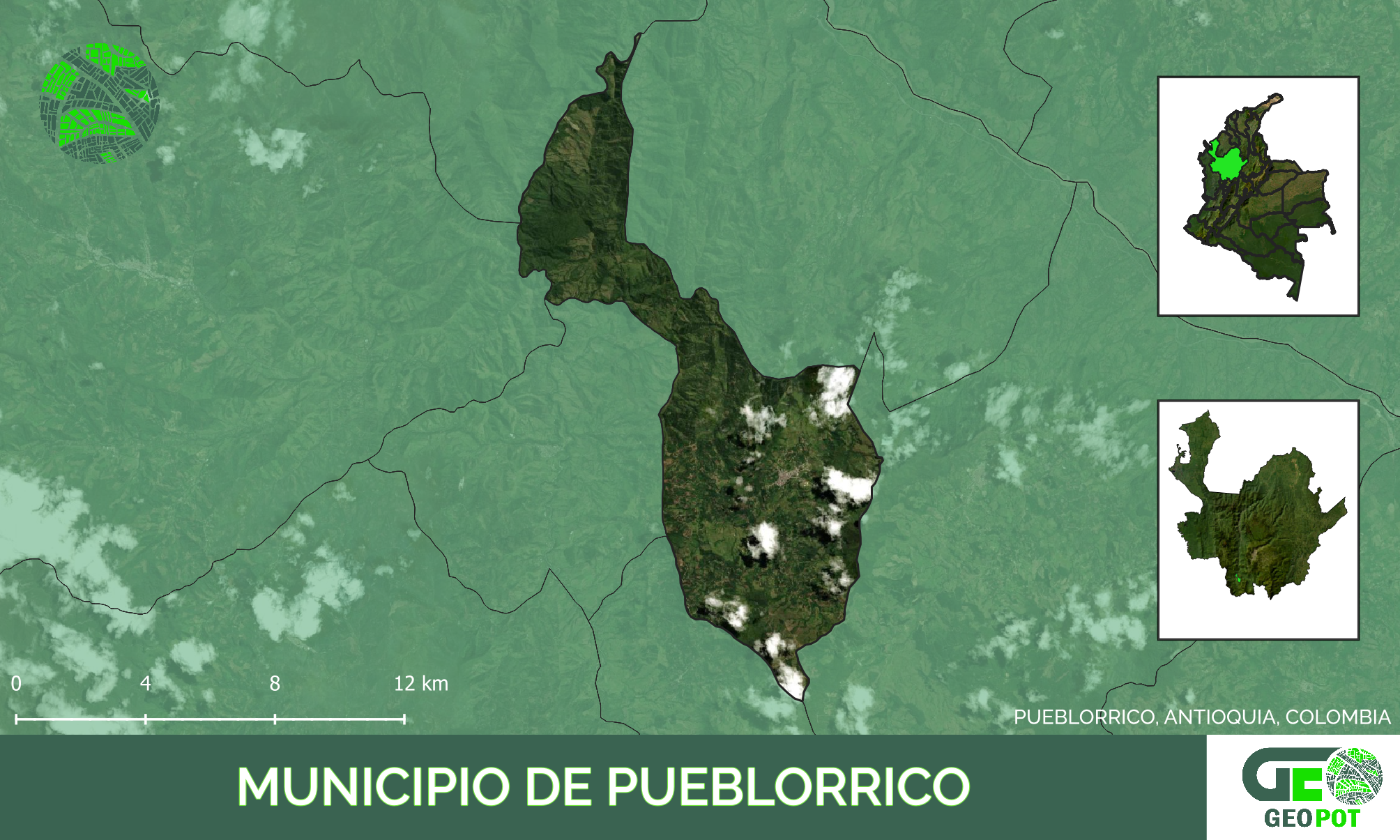 Mapa del municipio de Pueblorrico, Antioquia
