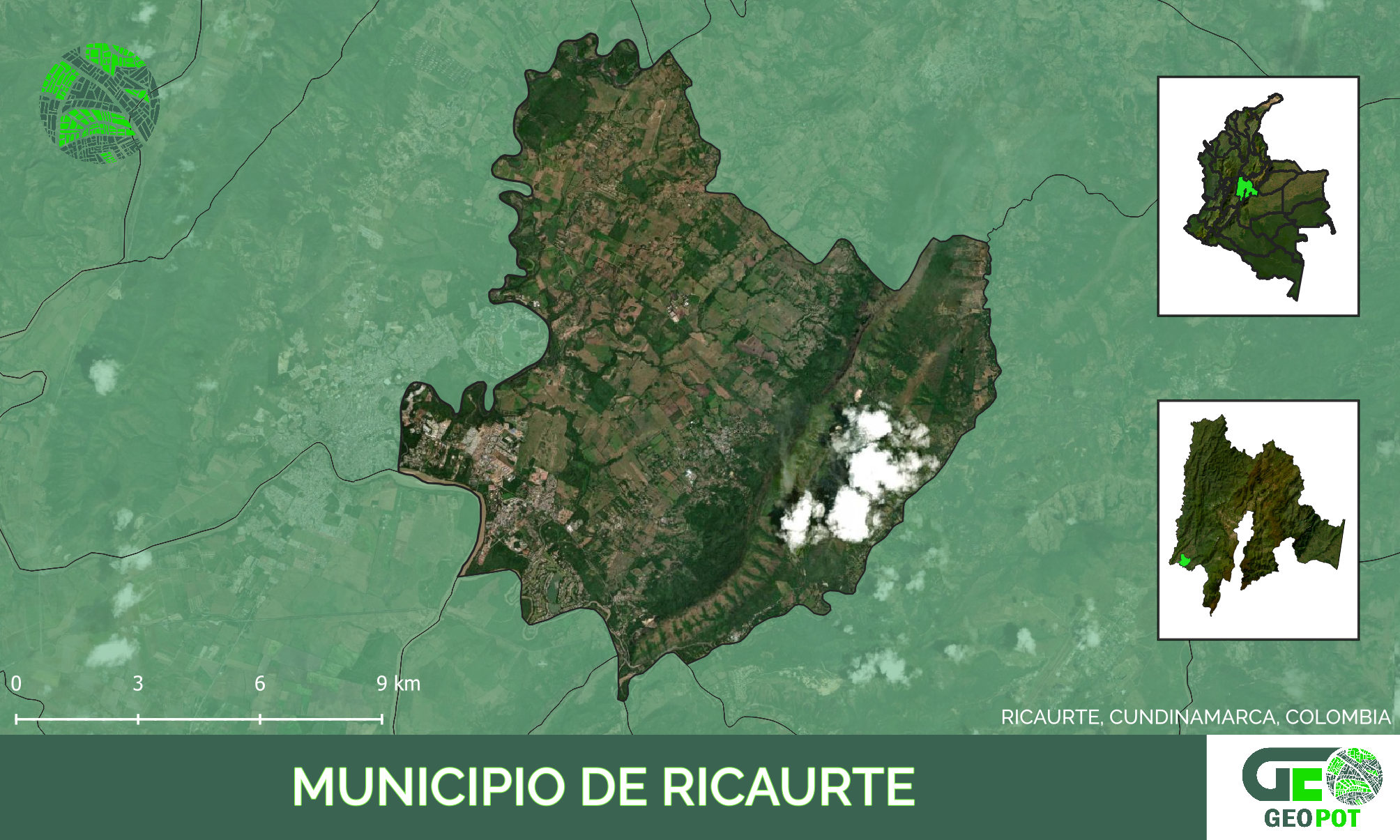 Mapa del municipio de Ricaurte, Cundinamarca