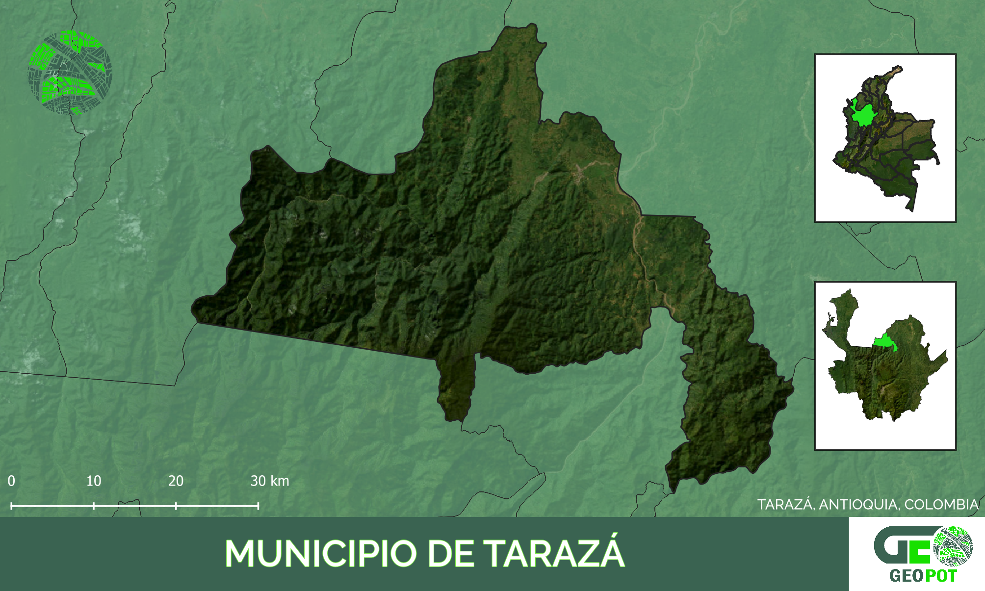 Mapa del municipio de Tarazá, Antioquia