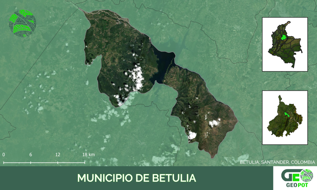 Mapa del municipio de Betulia, Santander
