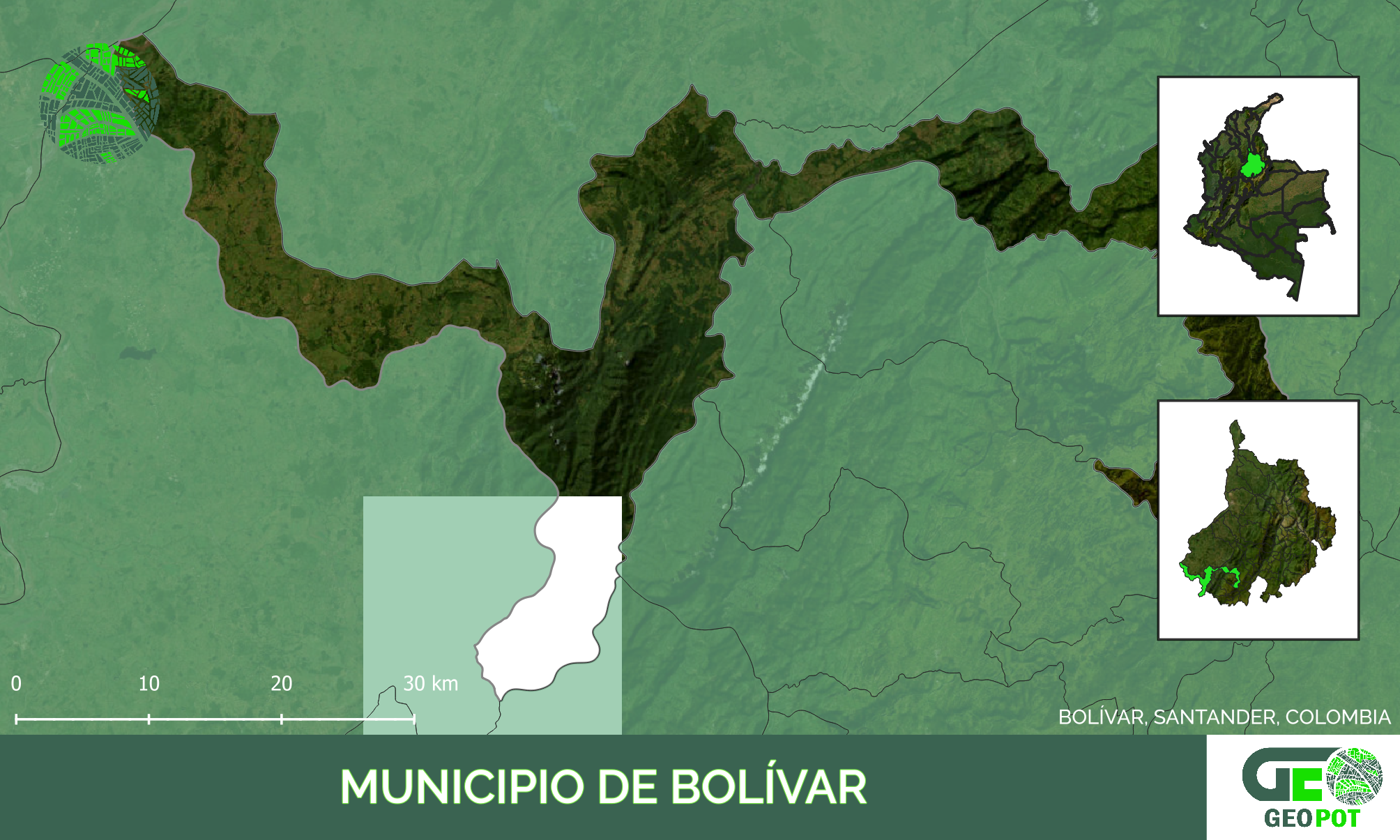 Mapa del municipio de Bolívar, Santander