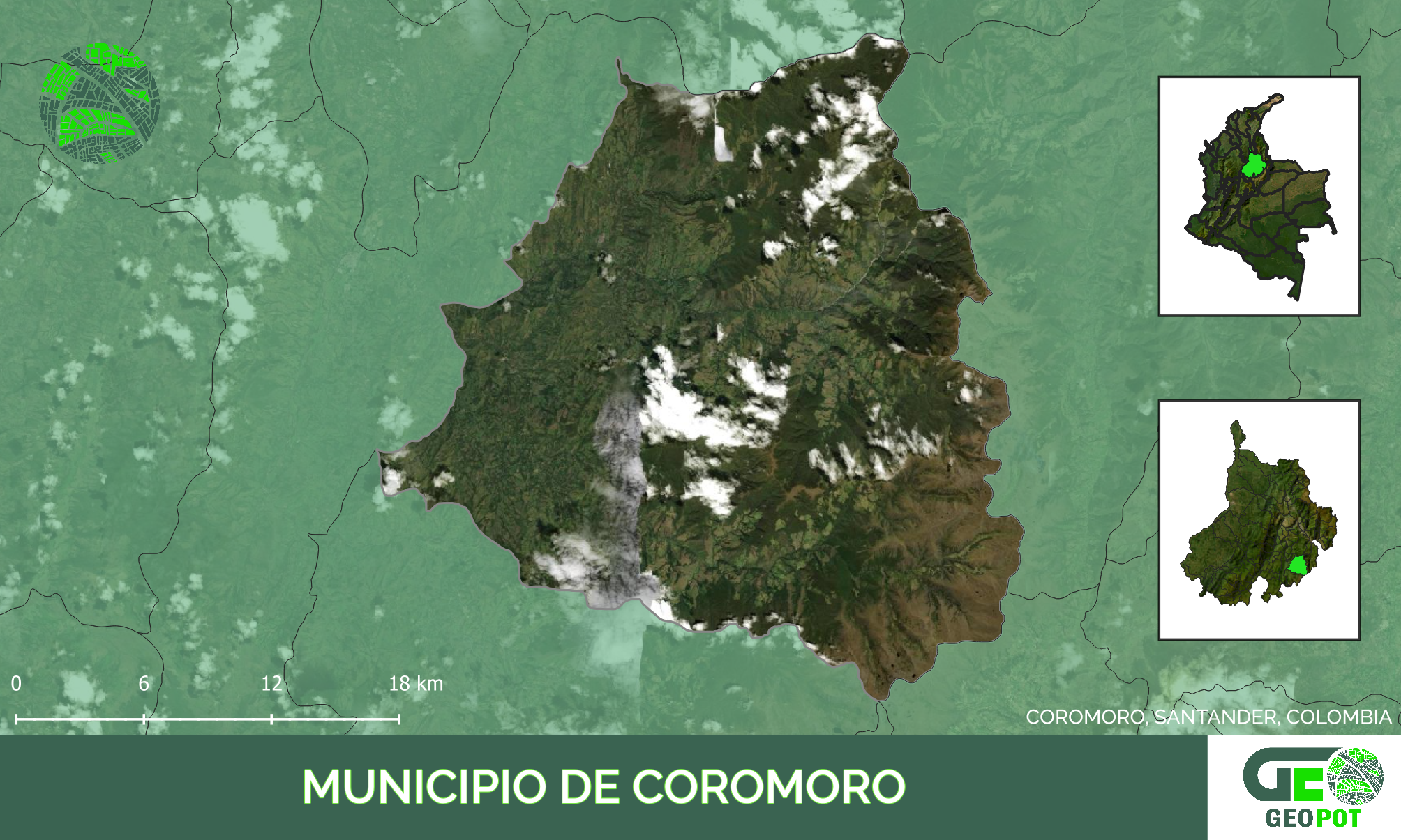 Mapa del municipio de Coromoro, Santander