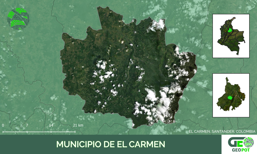 Mapa del municipio de El Carmen, Santander