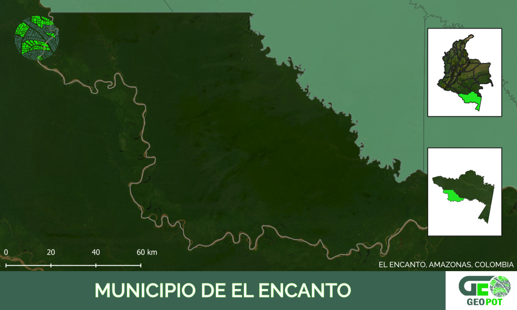 Mapa del municipio de El Encanto, Amazonas
