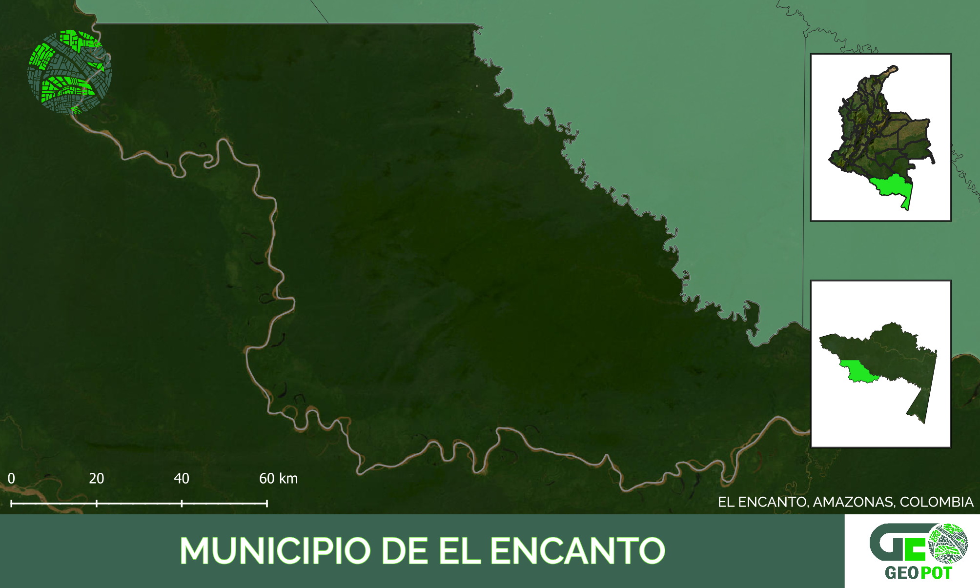 Mapa del municipio de El Encanto, Amazonas