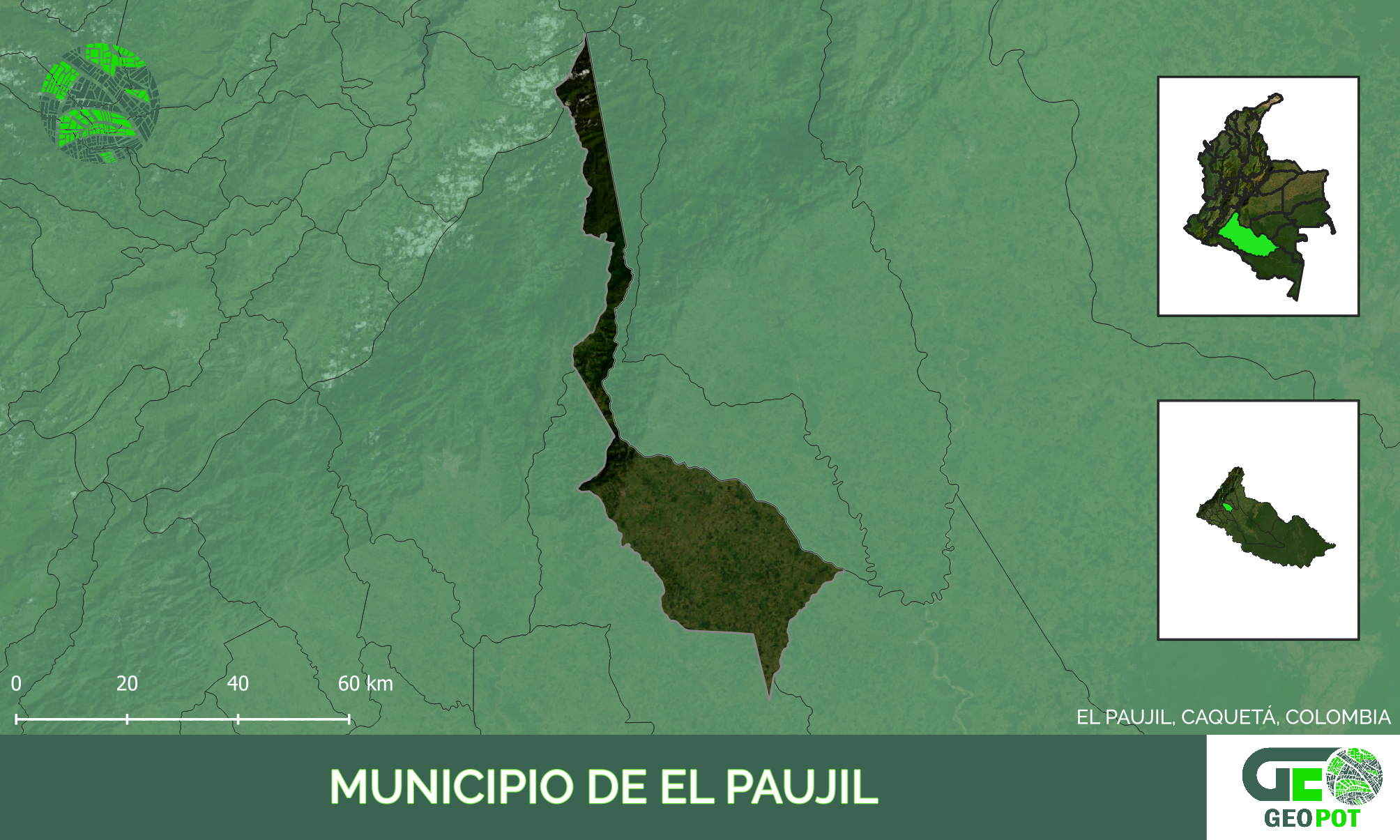 Mapa del municipio de El Paujil, Caquetá