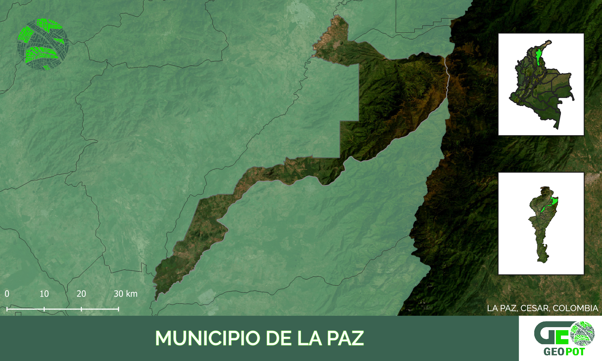 Mapa del municipio de La Paz, Cesar