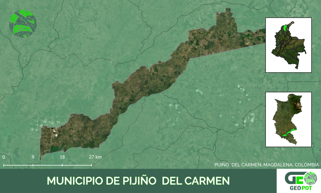 Mapa del municipio de Pijiño Del Carmen, Magdalena