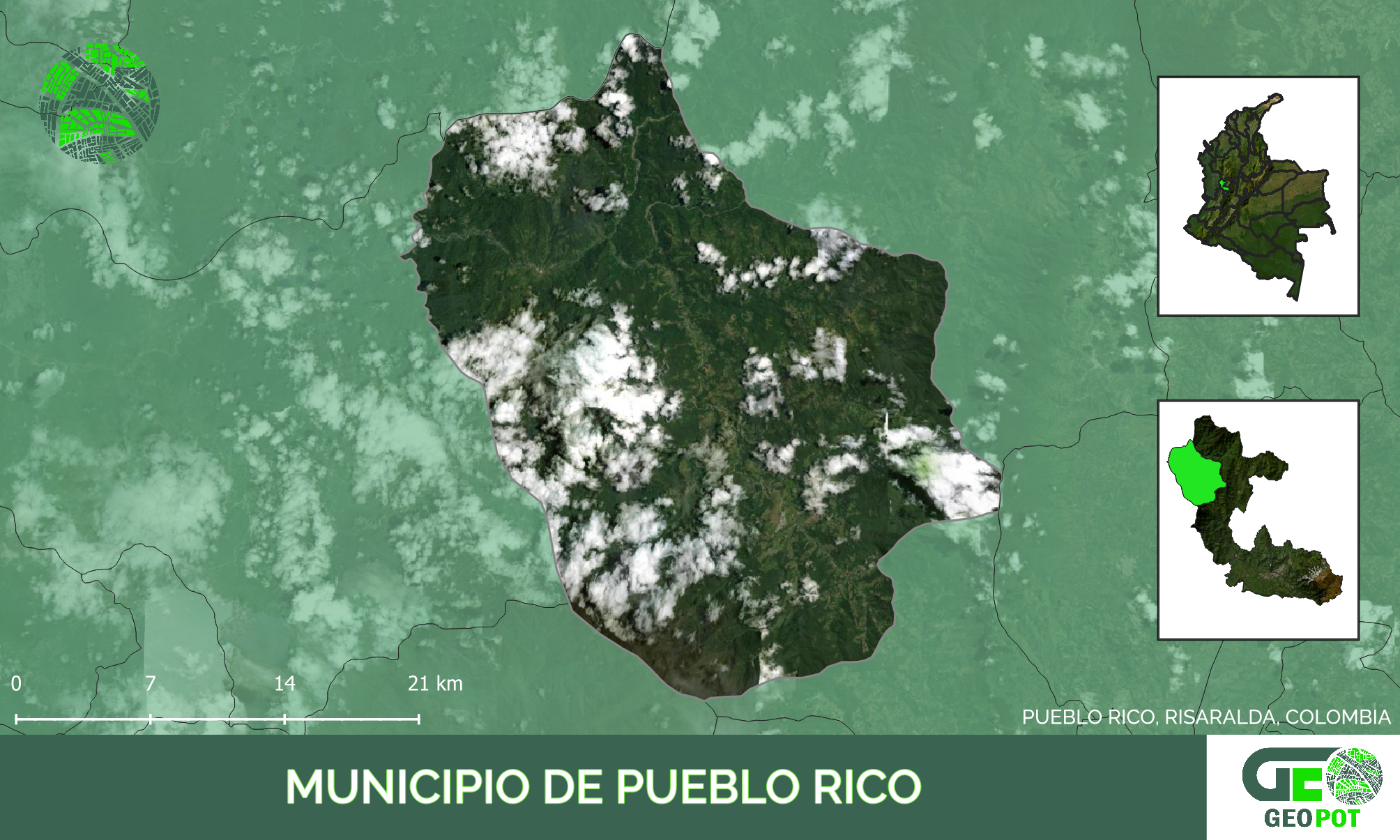 Mapa del municipio de Pueblo Rico, Risaralda
