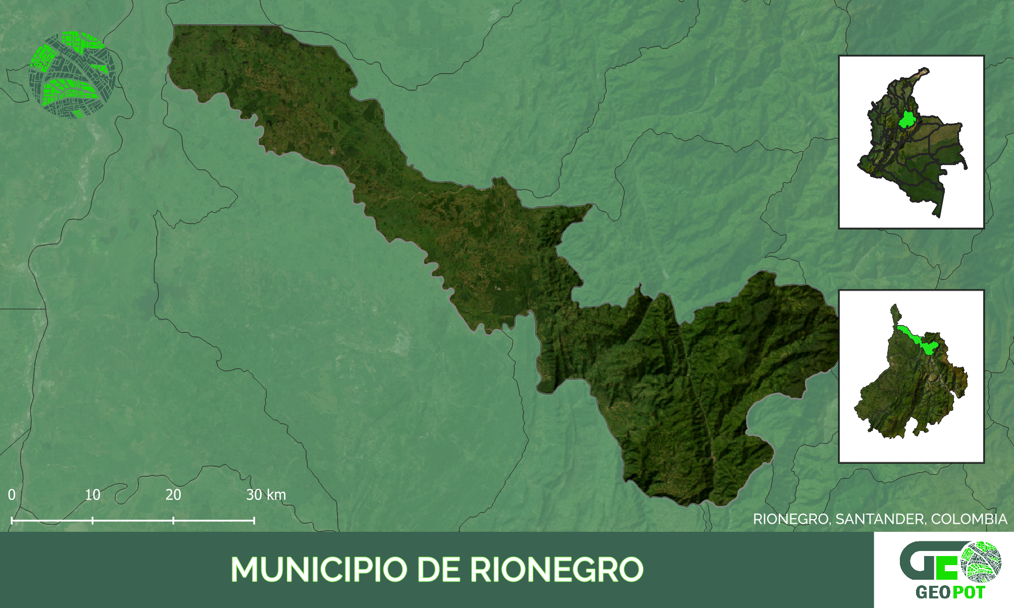 Mapa del municipio de Rionegro, Santander