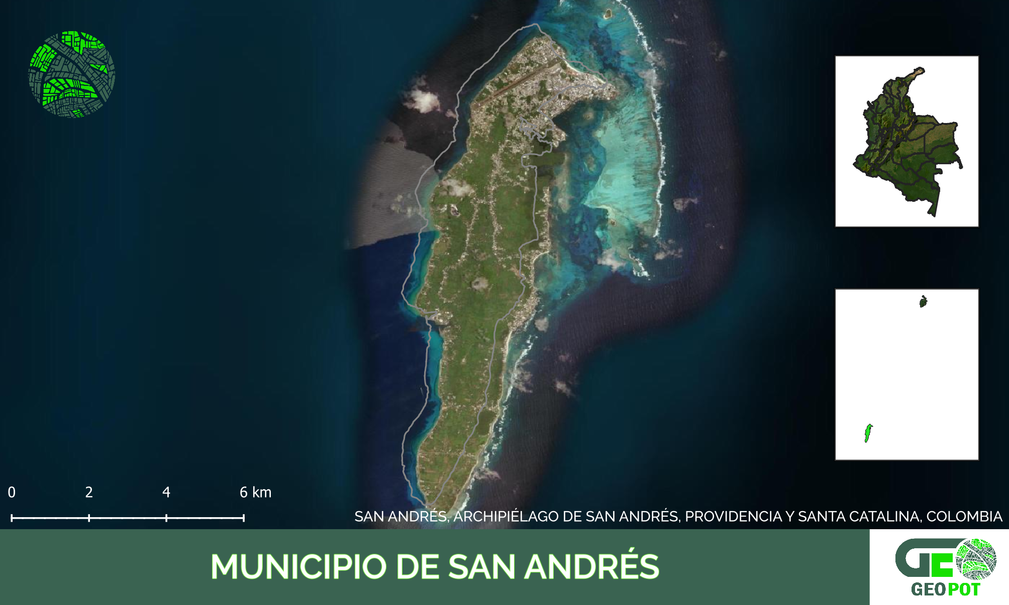 Mapa del municipio de San Andrés, Archipielago de San Andres, Providencia y Santa Catalina