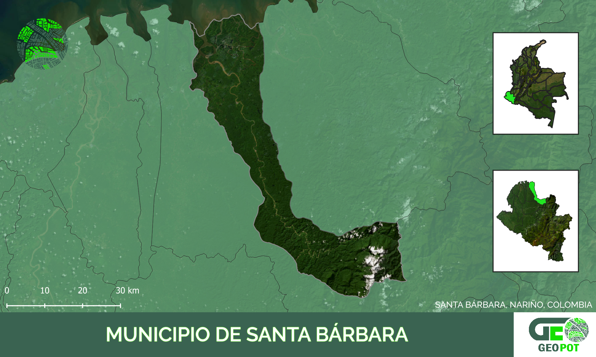 Mapa del municipio de Santa Bárbara, Nariño