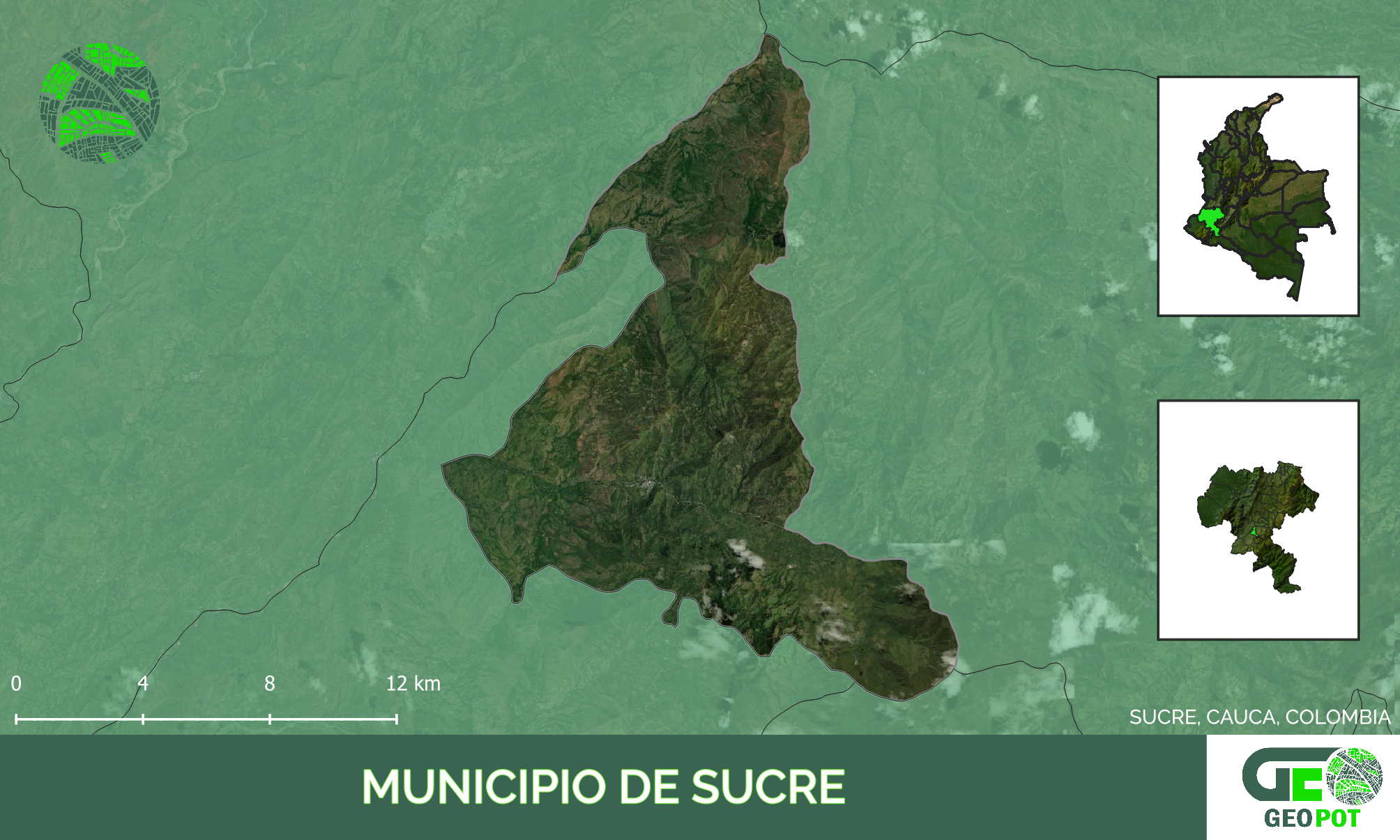 Mapa del municipio de Sucre, Cauca