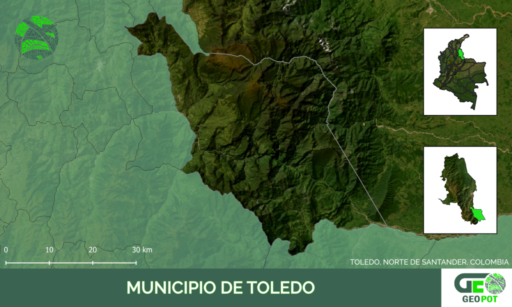 Mapa del municipio de Toledo, Norte de Santander