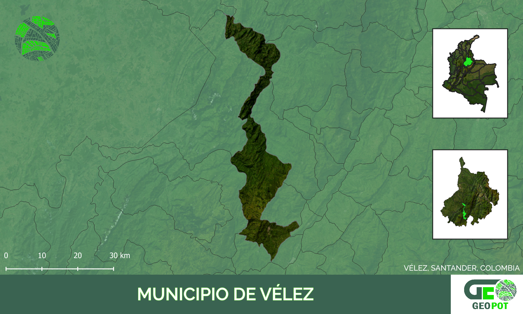 Mapa del municipio de Vélez, Santander